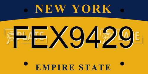 FEX9429 New York License Plate
