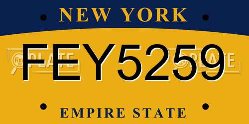 FEY5259 New York License Plate