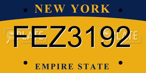 FEZ3192 New York License Plate