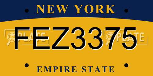 FEZ3375 New York License Plate
