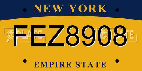 FEZ8908 New York License Plate