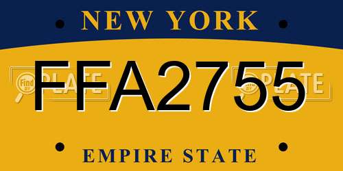 FFA2755 New York License Plate