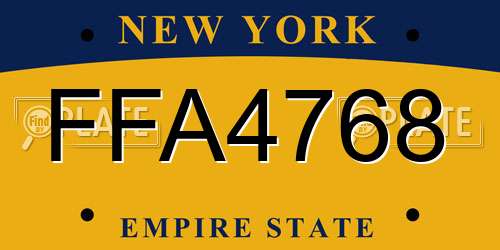 FFA4768 New York License Plate