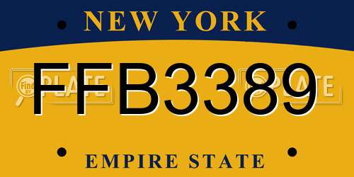 FFB3389 New York License Plate