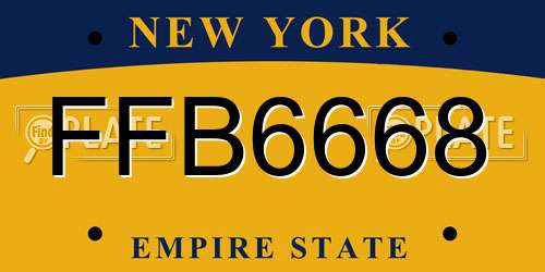 FFB6668 New York License Plate