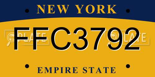 FFC3792 New York License Plate