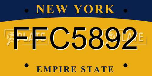 FFC5892 New York License Plate