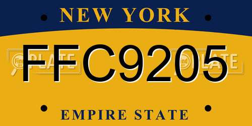 FFC9205 New York License Plate