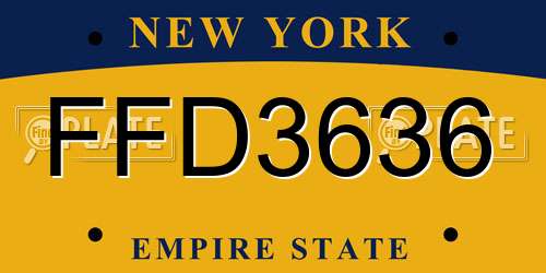 FFD3636 New York License Plate