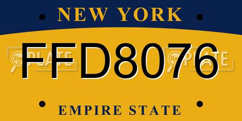 FFD8076 New York License Plate