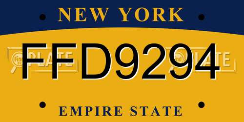 FFD9294 New York License Plate