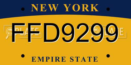FFD9299 New York License Plate