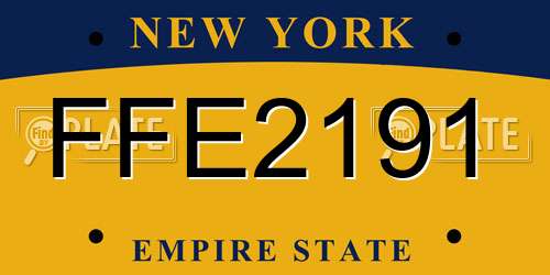 FFE2191 New York License Plate