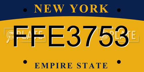FFE3753 New York License Plate