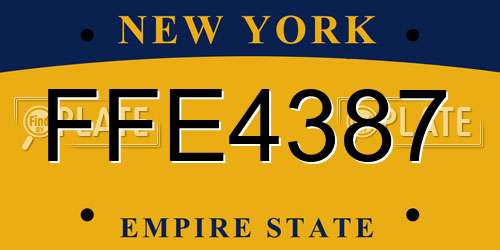 FFE4387 New York License Plate
