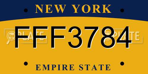 FFF3784 New York License Plate