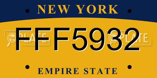 FFF5932 New York License Plate