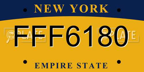 FFF6180 New York License Plate