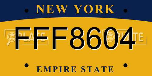 FFF8604 New York License Plate