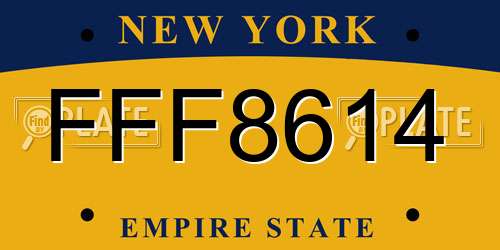 FFF8614 New York License Plate