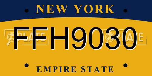 FFH9030 New York License Plate