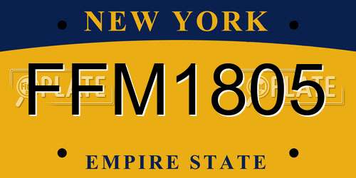 FFM1805 New York License Plate