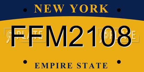FFM2108 New York License Plate
