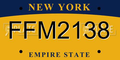 FFM2138 New York License Plate