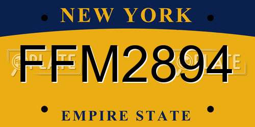 FFM2894 New York License Plate
