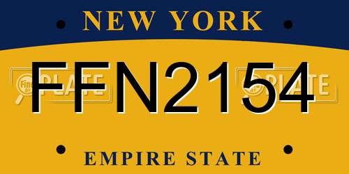 FFN2154 New York License Plate