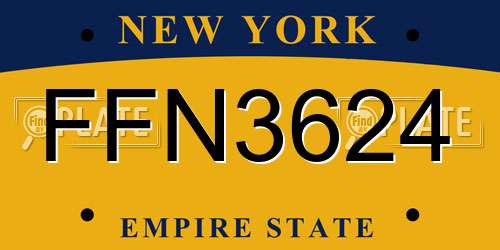 FFN3624 New York License Plate