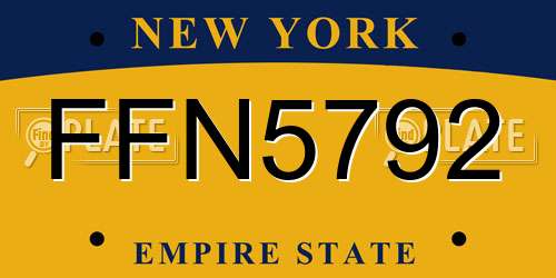 FFN5792 New York License Plate