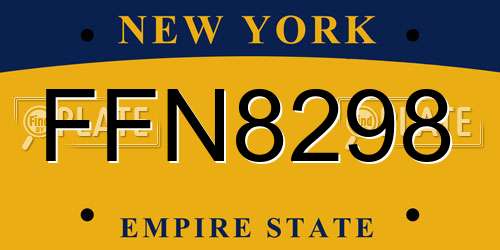 FFN8298 New York License Plate