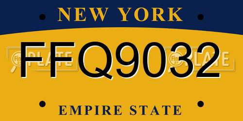 FFQ9032 New York License Plate