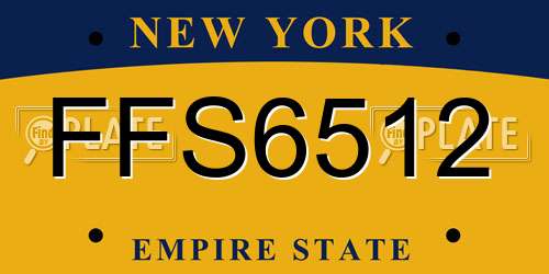 FFS6512 New York License Plate