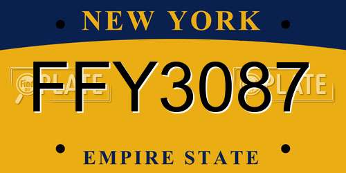 FFY3087 New York License Plate