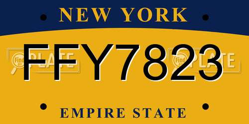 FFY7823 New York License Plate