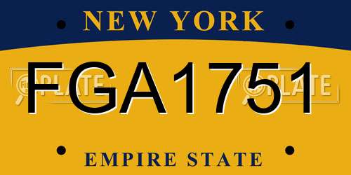 FGA1751 New York License Plate