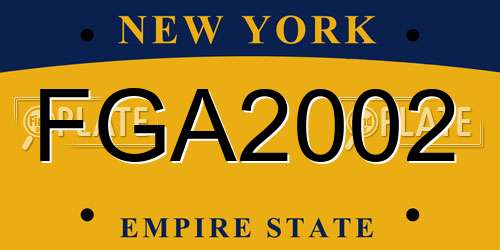 FGA2002 New York License Plate