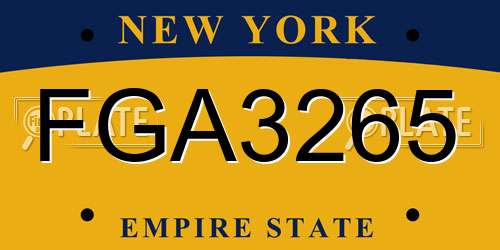 FGA3265 New York License Plate
