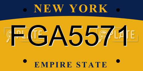 FGA5571 New York License Plate