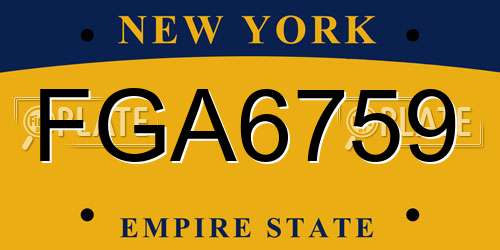 FGA6759 New York License Plate