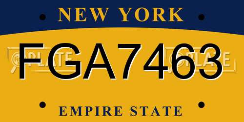 FGA7463 New York License Plate