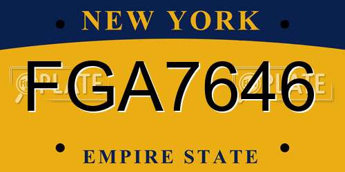 FGA7646 New York License Plate