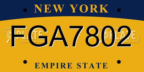 FGA7802 New York License Plate