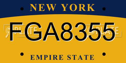 FGA8355 New York License Plate