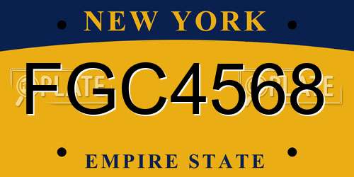 FGC4568 New York License Plate