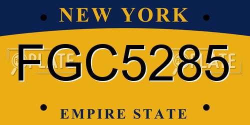 FGC5285 New York License Plate