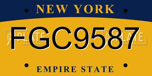 FGC9587 New York License Plate