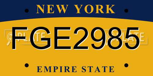 FGE2985 New York License Plate